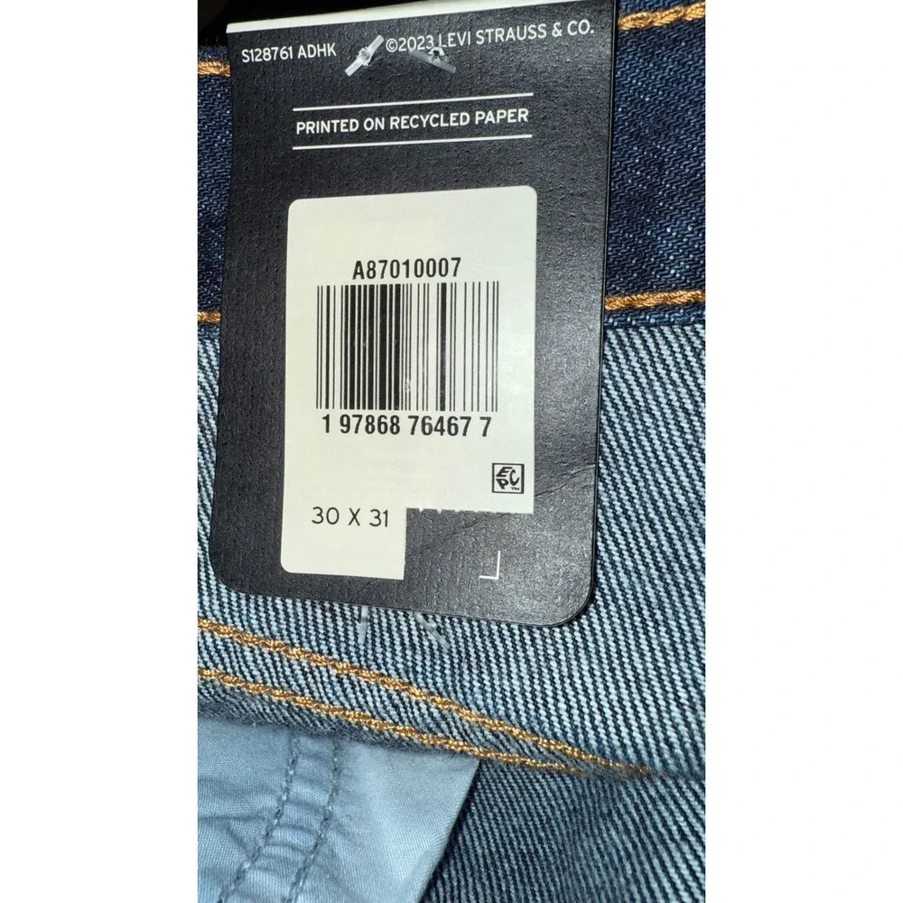 Levis Premium Straight Jeans Mens 30x31 Dark Wash Mid Rise Loose Fit A87010007